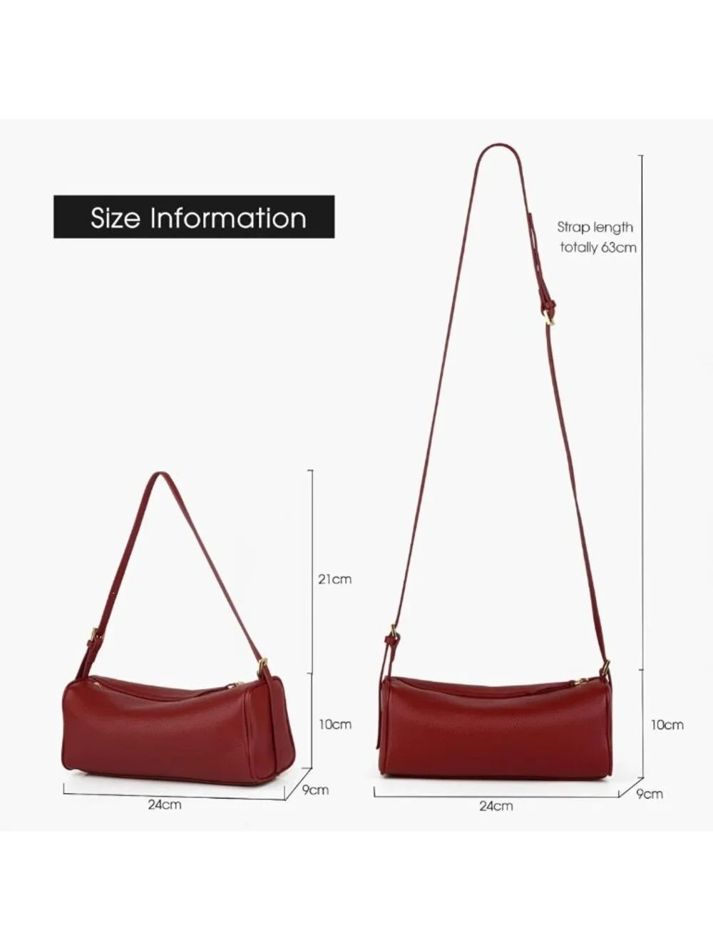 Premium Full Grain Leather Crossbody & Barrel Bag | Stylish Hobo Purse with